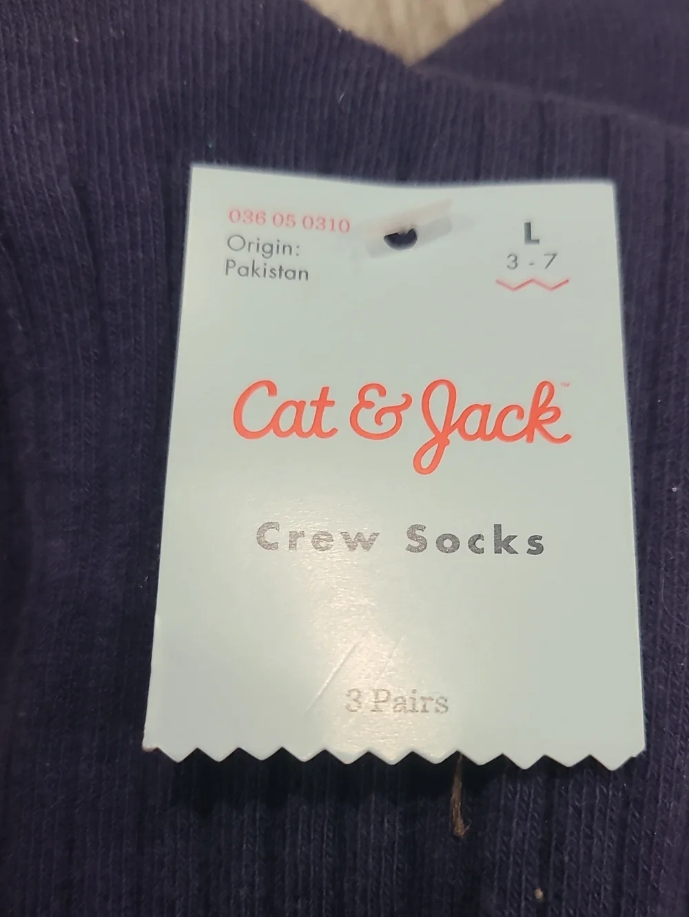 Cat & Jack Navy Schoom Socks 4 Knee High, 3 Crew Size Large 3-7